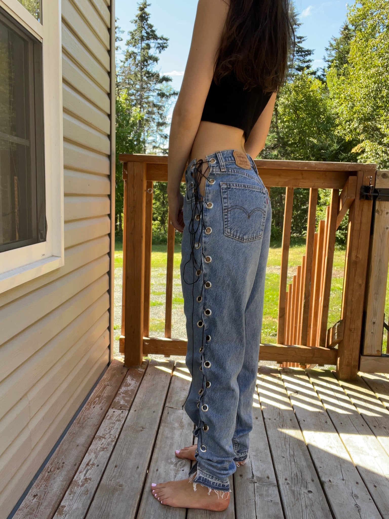 lace up Levis