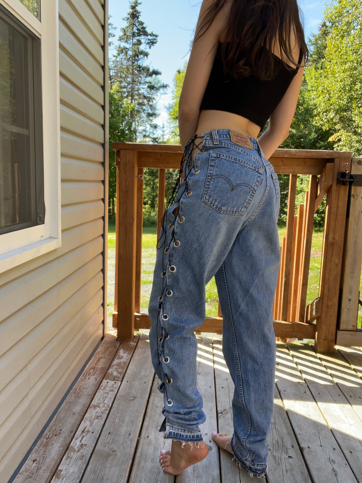 lace up Levis