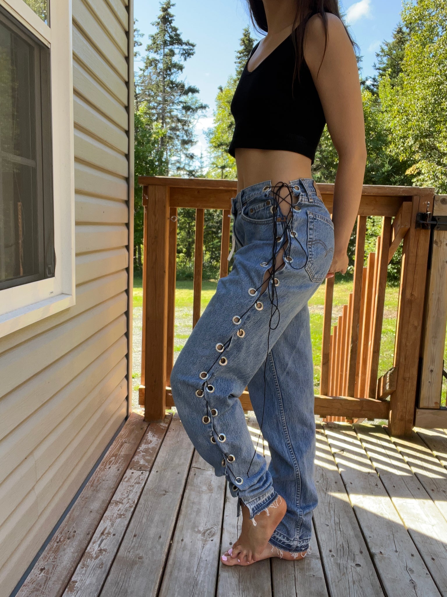 lace up Levis